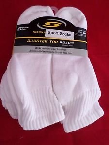 6 Pair  Large JCP Cotton Quarter Sport Socks Control Odor 6 1/2-12 Made in USA