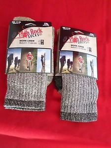2 Pair Large High Rock Cotton Hiker Work Socks 9-12 Arch Support Made in USA