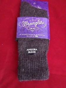1 Pair Womens Medium Wrangler Angora Crew Boot Hiker Warm Sock 6-9 Brown USA