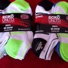 12 Pair Ecko Unlimited Boys No Show Boat Socks Soft Durable White Heel Toe 3-9