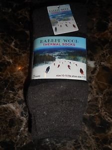 3 Pack Rabbit Wool Angora Thermal Men Crew Socks Fits 10-15 Shoe Size 7-13