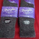 2 Pair Womens Medium Wrangler Angora Crew Boot Hiker Warm Sock 6-9 Brown USA