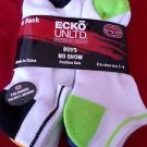 6 Pair Ecko Unlimited Boys No Show Boat Socks Soft Durable White Heel Toe 3-9