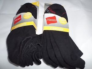6 Pair Hanes Large No Show Casual Socks Cushion All Day Comfort Black  6-12