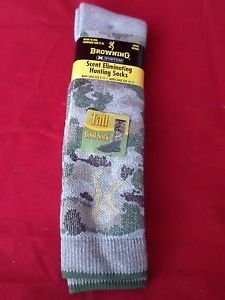 1 Pair Large Browning Scent Eliminating Hunting Camo Boot Socks 9-12 Tall USA