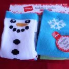 6 Pair Hanes Gripper Toddler Socks Snowman Snowflake Red Green 4T-5T