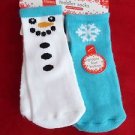 6 Pair Hanes Gripper Toddler Socks Snowman Snowflake Red Green 2T-3T