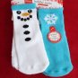 6 Pair Hanes Gripper Toddler Socks Snowman Snowflake Red Green 2T-3T