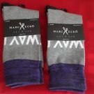 2 Pair Large Marc Ecko Cut & Sew Cotton Crew Socks 6-12 Blue