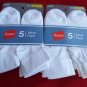 10 Pair Hanes Cuff Crew Value Pack Socks White Great Quality!! Large 8-12