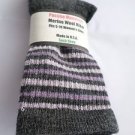 1 Pair Pocono 82%  Merino Wool Hiker Women Socks USA Shoe 5-10 Grey Strip