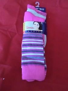 3 Pair Womens Medium Gold Medal Knee High Socks Soft Durable Pink Stripe 9-11