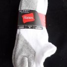 3 Pair Hanes Large No Show Casual Socks Cushion All Day Comfort White Grey  6-12