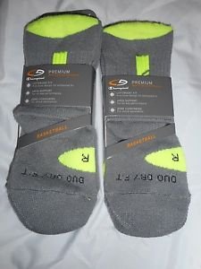 2 Pair Champion Correct Fit Basketball High Ankle Socks Arch Support Grey 6-12