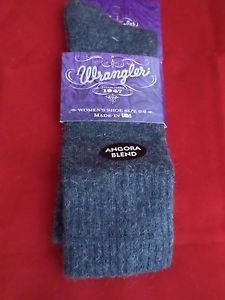1 Pair Womens Medium Wrangler Angora Crew Boot Hiker Warm Sock 6-9 Denim USA