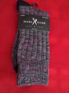 1 Pair Large Marc Ecko Cut & Sew Cotton Crew Socks 6-12 Black Toe Heel