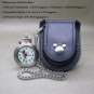 Mickey Mouse Pocket Watch Disney with Luminous Dial Chain Real Leather Pouch C60