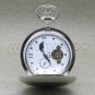 Tourbillon Mechanical Pocket Watch Silver Polish Sun Moon with Chain and Box 42B