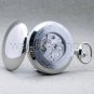 Tourbillon Mechanical Pocket Watch Silver Polish Sun Moon with Chain and Box 42B
