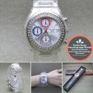 LINDA DANO Quartz Watch Japan SII Chronograph 3 Eyes Date Stones Bezel Unisex LINDA DANO Quartz Watch Japan SII Chronograph 3 Eyes Date Stones Bezel Unisex
