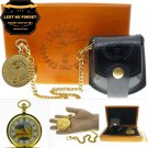 LEST WE FORGET Memorial GOLD Pocket Watch Men Gift Set Gold Chain Pouch Box C72