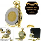 Authentic DEUTSCHE MARK Coin Pocket Watch Big 53 MM Men Gift Rotating Coin C39