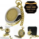 Authentic UK PENNY Coin Pocket Watch Set Big 53 MM Men Gift Rotating Coin C36