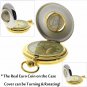 Authentic EURO Coin Pocket Watch Set Big 53 MM Men Gift Leather Pouch Chain C38