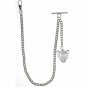 Albert Chain Pocket Watch Curb Link Chain Antique Silver Plating Fob T Bar AC13