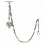 Albert Chain Pocket Watch Curb Link Chain Antique Silver Plating Fob T Bar AC13