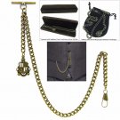 Albert Chain Pocket Watch Curb Link Chain Antique Brass Plating Fob T Bar AC10 Albert Chain Pocket Watch Curb Link Chain Antique Brass Plating Fob T Bar AC10