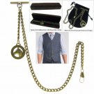 Albert Chain Pocket Watch Curb Link Chain Antique Brass Plating Fob T Bar AC03 Albert Chain Pocket Watch Curb Link Chain Antique Brass Plating Fob T Bar AC03
