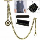 Albert Chain Pocket Watch Curb Link Chain Antique Brass Plating Fob T Bar AC09 Albert Chain Pocket Watch Curb Link Chain Antique Brass Plating Fob T Bar AC09