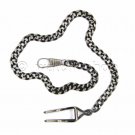 Black Gunmetal Color Pocket Watch Chain 14" Fob Curb Link Chain Men Accessory 17