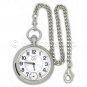 Silver Polish Antique Men Fashion Pocket Watch Small Second Chain Gift Box P66