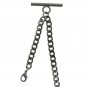Gunmetal Albert Chain Pocket Watch Curb Link Chain T Bar Lobster + Swivel Clip