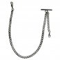 Gunmetal Albert Chain Pocket Watch Curb Link Chain T Bar Lobster + Swivel Clip