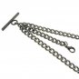 Gunmetal Double Albert Chain Pocket Watch Chain T Bar Lobster + Swivel Clips