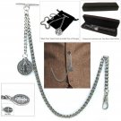 Albert Chain Pocket Watch Curb Link Chain Antique Silver Plating Fob T Bar AC43