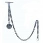 Albert Chain Pocket Watch Curb Link Chain Antique Silver Plating Fob T Bar AC36