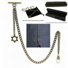 Albert Chain Pocket Watch Curb Link Chain Antique Brass Plating Fob T Bar AC38
