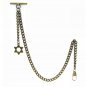 Albert Chain Pocket Watch Curb Link Chain Antique Brass Plating Fob T Bar AC38