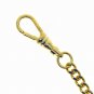 GOLD Albert Chain Pocket Watch Curb Link Chain T Bar Lobster + Swivel Clip AC33