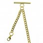 GOLD Albert Chain Pocket Watch Curb Link Chain T Bar Lobster + Swivel Clip AC33