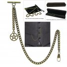 Albert Chain Pocket Watch Curb Link Chain Antique Brass Plating Fob T Bar AC27 Albert Chain Pocket Watch Curb Link Chain Antique Brass Plating Fob T Bar AC27