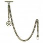 Albert Chain Pocket Watch Curb Link Chain Antique Brass Plating Fob T Bar AC27