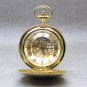 Flying Scotsman STEEL Mechanical Pocket Watch Gold Skeleton Large 50 MM NIB C01