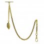 GOLD Albert Chain Pocket Watch Curb Link Chain T Bar + Swivel Clip Star Fob AC62