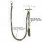 Albert Chain Pocket Watch Curb Link Chain Antique Brass Plating Fob T Bar AC50