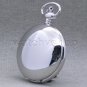 SILVER Pocket Watch Large 47 MM Polished Brass Case Sun & Moon + Fob Chain P50PA